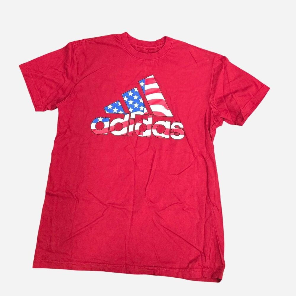 Adidas Men's Red and Burgundy T-shirt